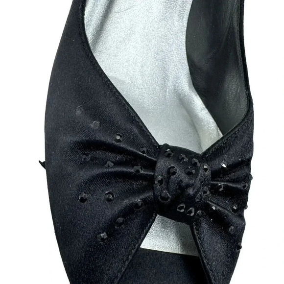 STUART WEITZMAN size 9 Evening Peep toe Pumps vintage Y2K bow - Picture 6 of 15